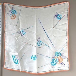 Vintage 50s Paoli Silk Scarf with Feminine Patel Colored Graphics - 21" x 21"